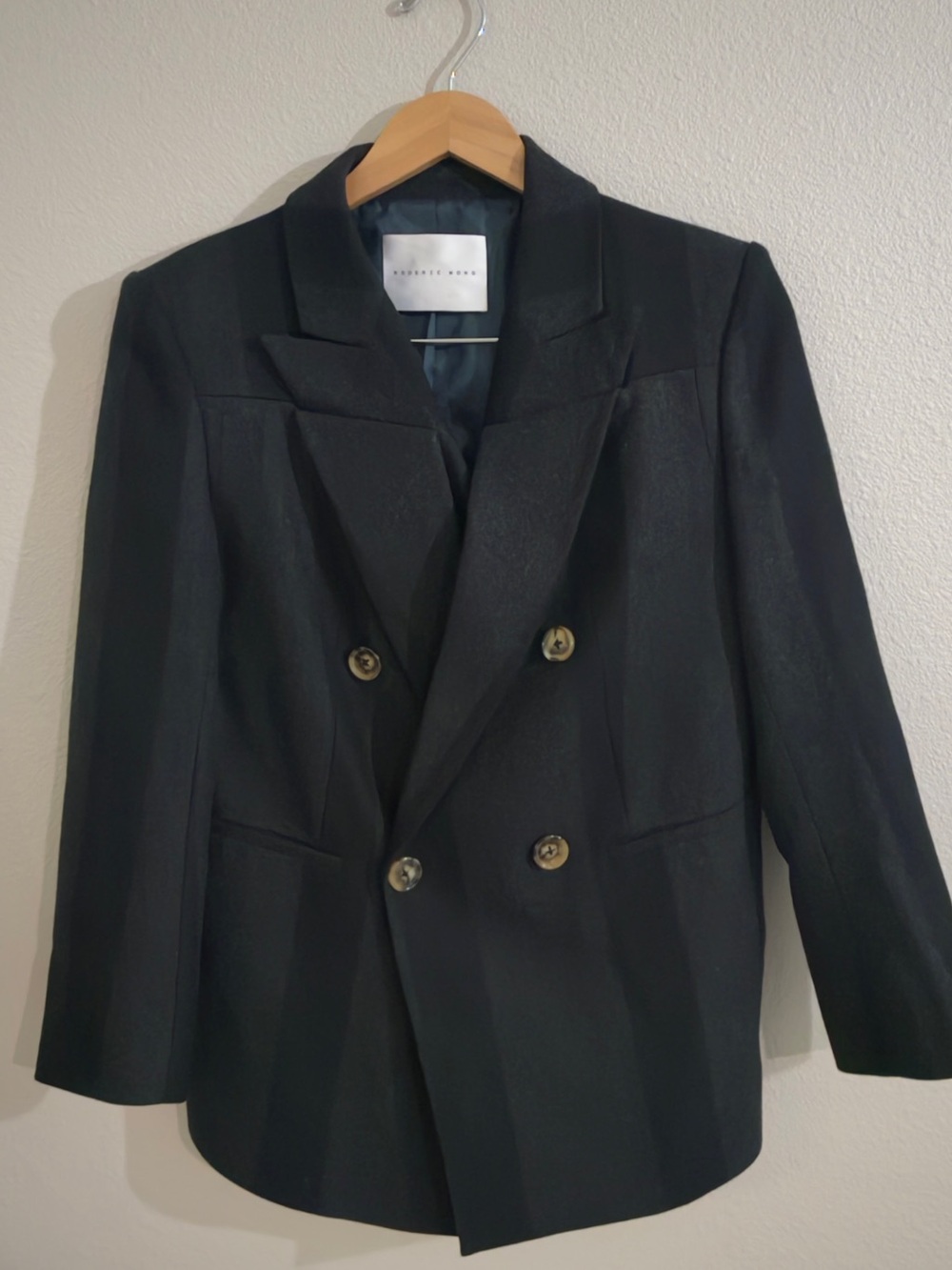 Classic Double-Breasted Black Blazer with Gold Buttons